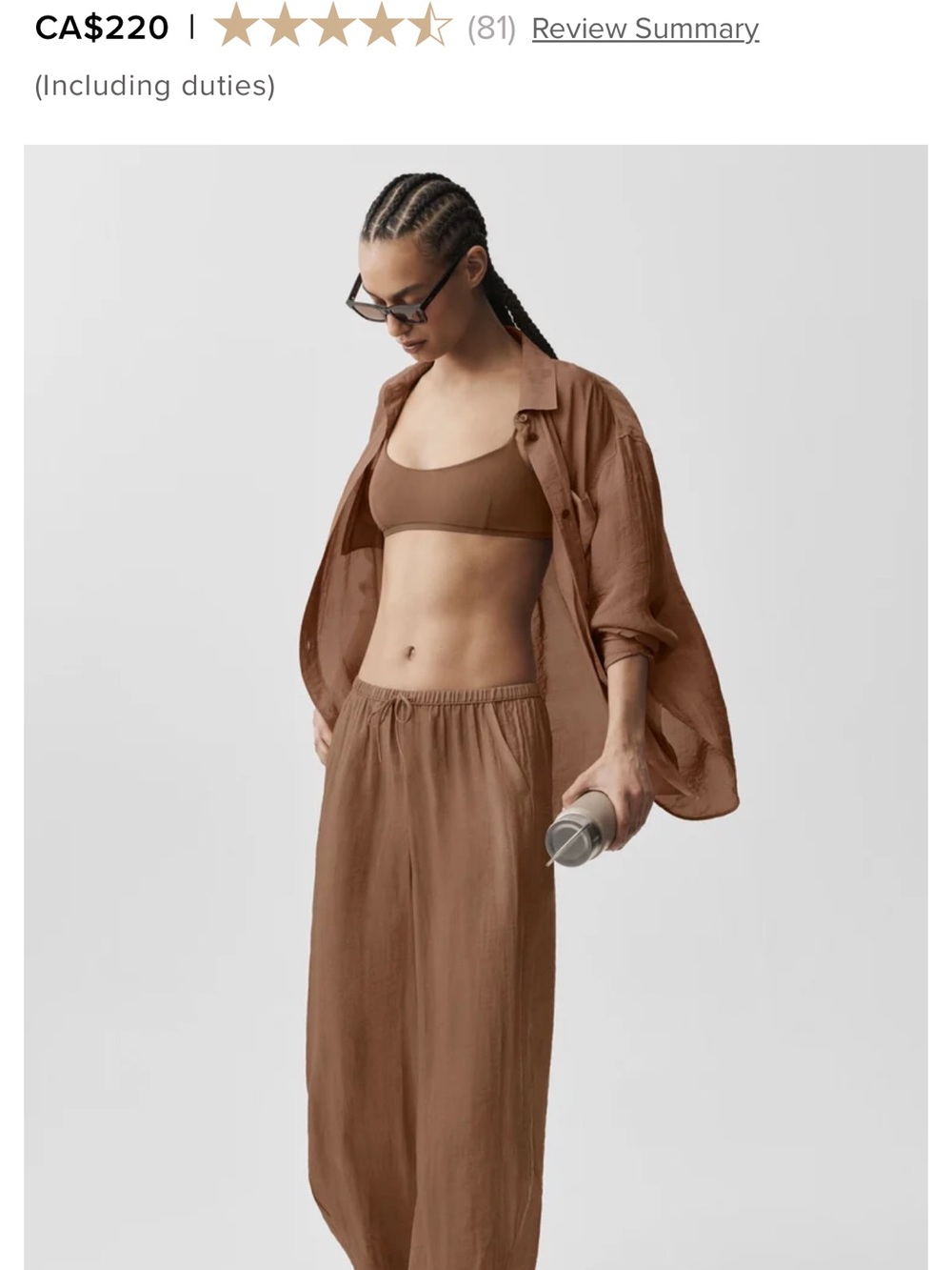 ALO Semi-Sheer Golden Hour Button Down Long Sleeve and pants